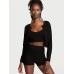 Піжама Victoria’s Secret 3-Piece Ribbed Modal Boxer Briefs Set, Чорна