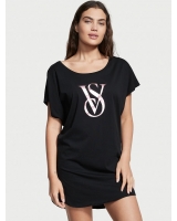 Нічна Сорочка Victoria's Secret Lightweight Cotton Dolman Sleepshirt, Чорна