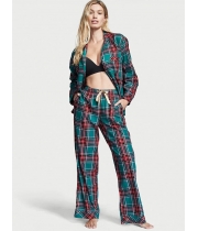 Піжама Victoria's Secret Flannel Long PJ Set, Evergreen Plaid