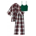 Піжама Victoria's Secret Flannel 3-Piece Set, Зелена клітинка