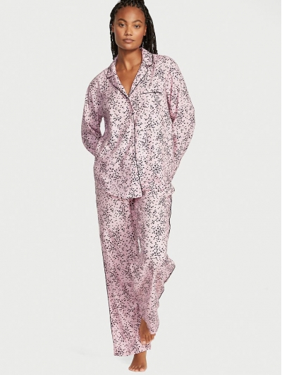 Піжама Victoria's Secret Flannel Long PJ Set, Рожева з серцями