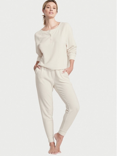 Піжама Victoria’s Secret Glow Waffle Henley And Jogger Set, Vanilla Dream
