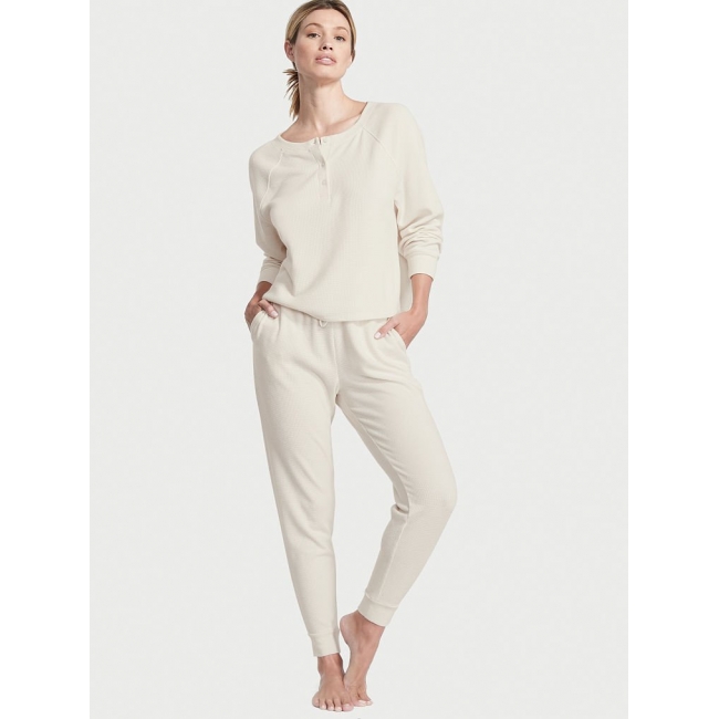 Піжама Victoria’s Secret Glow Waffle Henley And Jogger Set, Vanilla Dream
