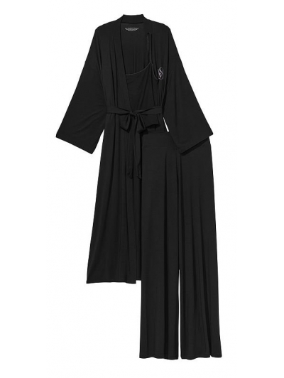 Піжама Victoria's Secret Modal Three-Piece Pajama Set, Чорна