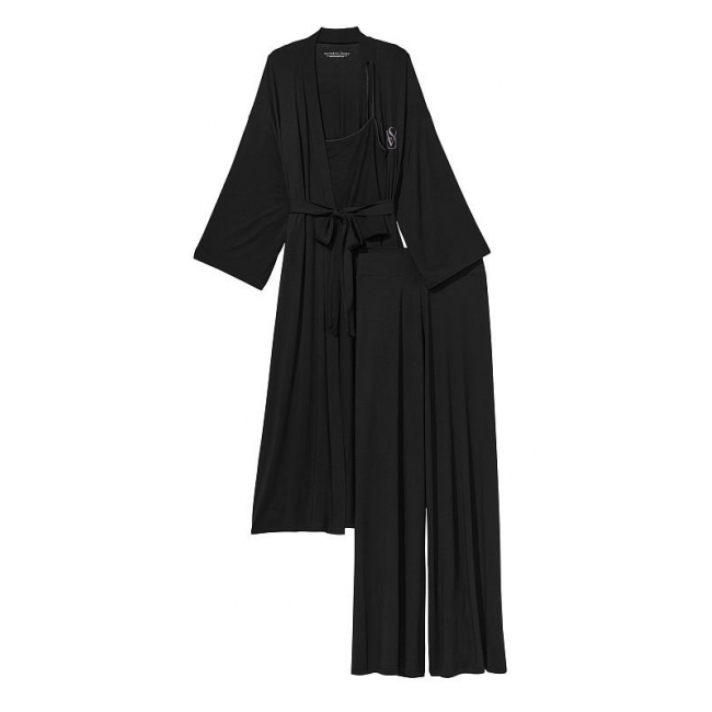 Піжама Victoria's Secret Modal Three-Piece Pajama Set, Чорна