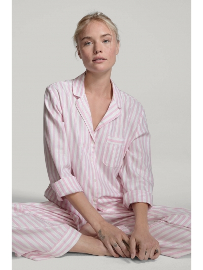 Піжама Victoria's Secret Flannel Long PJ Set, Світло рожева смужка