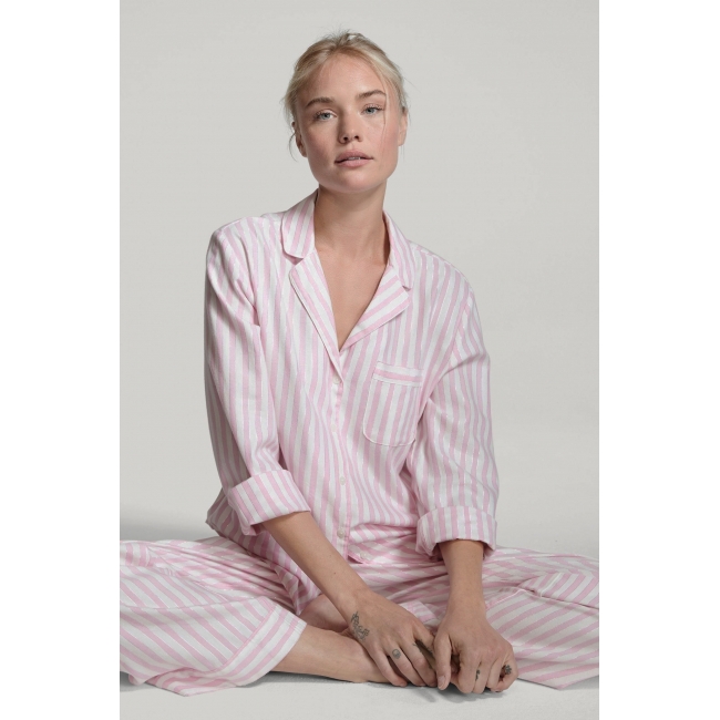 Піжама Victoria's Secret Flannel Long PJ Set, Світло рожева смужка