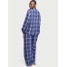 Піжама Victoria's Secret Flannel Long PJ Set, Лілова Клітинка