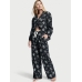 Піжама Victoria's Secret Flannel Long PJ Set, Чорна з зірками