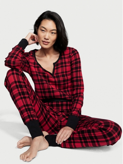 Термо піжама Victoria’s Secret Thermal Long Pajama Set, Червона клітинка