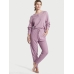 Піжама Victoria’s Secret Glow Waffle Henley And Jogger Set, Фіолетовий