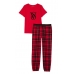 Піжама Victoria’s Secret Flannel Tee-jama Set, Lipstick Red Plaid