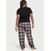 Піжама Victoria’s Secret Flannel Tee-jama Set, Чорна клітинка