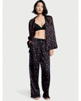 Піжама атласна Victoria's Secret Long PJ Set, Black Hearts