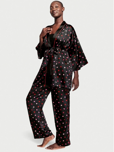 Піжама Victoria’s Secret 3-Piece Pajama Set, Black Grounded Hearts