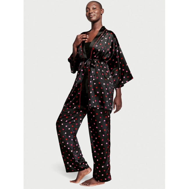 Піжама Victoria’s Secret 3-Piece Pajama Set, Black Grounded Hearts
