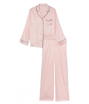 Піжама Сатинова в Смужку Victoria’s Secret Long Pajama Set, Pink Iconic Stripe