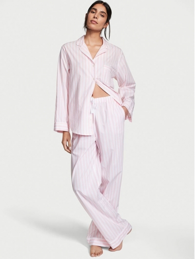 Піжама у смужку Victoria's Secret Cotton Long Pajama Set, Pretty Blossom Stripe