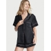 Атласна Піжама Victoria's Secret Satin Short PJ Set, Чорна з логотипом VS