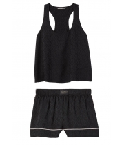Піжама Сатинова Victoria’s Secret Satin Racerback Tank & Satin Short, Black Logo VS
