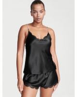 Піжама Для Сну з атласу Victoria's Secret Satin Lace-Back Cami Set, Black