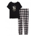 Піжама Victoria’s Secret Flannel Tee-jama Set, Чорна, штани клітинка