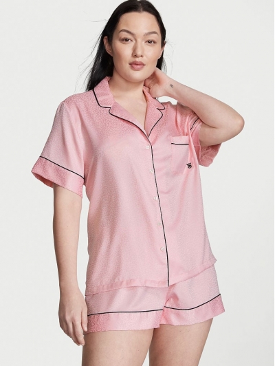 Сатинова Піжама Victoria’s Secret Satin Short Pajama Set, Рожева Leo
