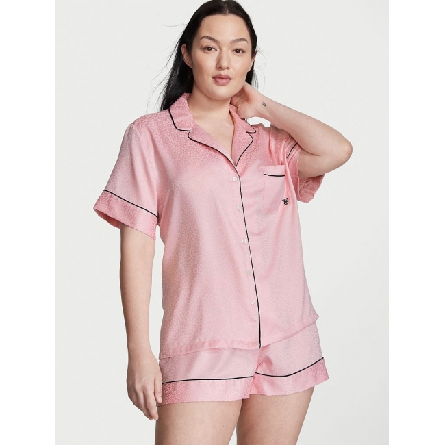 Сатинова Піжама Victoria’s Secret Satin Short Pajama Set, Рожева Leo
