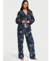 Піжама Victoria's Secret Flannel Long PJ Set, Синя з пегасами