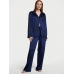 Піжама Сатин Victoria’s Secret Satin Long Pajama Set, Синя з леопардами
