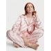 Піжама Сатин Victoria’s Secret Satin Long Pajama Set, Персикова з лого VS