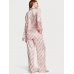 Піжама Сатин Victoria’s Secret Satin Long Pajama Set, Персикова з лого VS