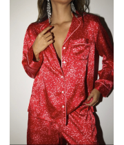 Піжама Сатин Victoria’s Secret Satin Long Pajama Set, Червона з серцями