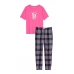 Піжама Victoria’s Secret Flannel Tee-jama Set, Рожева з штанами у клітинку