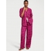 Піжама Victoria's Secret Flannel Long PJ Set, Ярко-рожева у клітинку