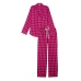 Піжама Victoria's Secret Flannel Long PJ Set, Ярко-рожева у клітинку