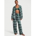 Піжама Victoria's Secret Flannel Long PJ Set, Зелена клітинка