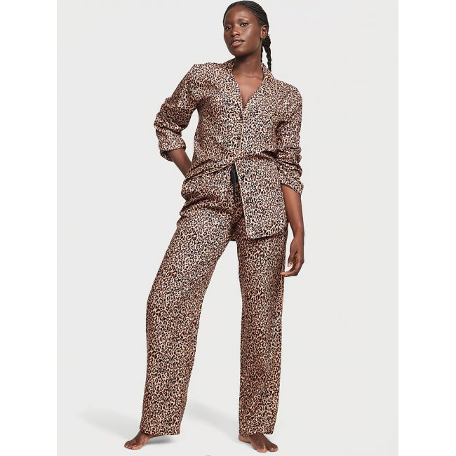 Піжама Victoria's Secret Flannel Long PJ Set, Леопардова