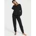 Піжама Victoria’s Secret Glow Waffle Henley And Jogger Set, Чорна
