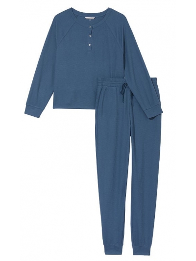 Піжама Victoria’s Secret Glow Waffle Henley And Jogger Set, Midnight Sea