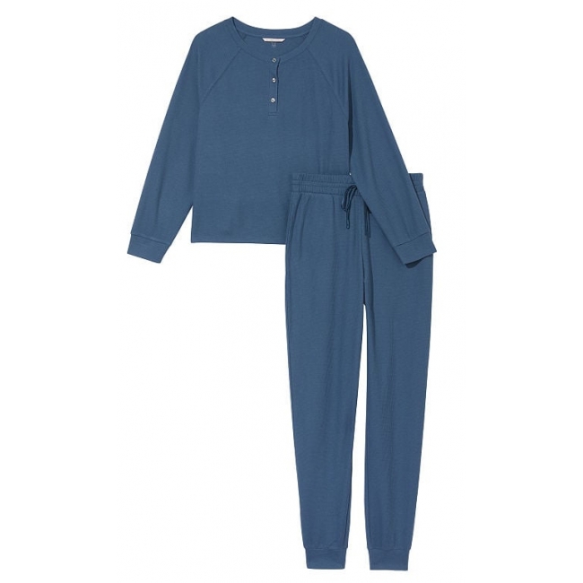 Піжама Victoria’s Secret Glow Waffle Henley And Jogger Set, Midnight Sea