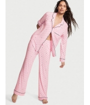 Піжама Victoria’s Secret Modal Long Pajama Set, рожева Logo VS
