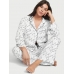 Піжама Victoria's Secret Flannel Long PJ Set, Біла з логотипом VS