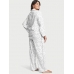 Піжама Victoria's Secret Flannel Long PJ Set, Біла з логотипом VS