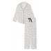 Піжама Victoria's Secret Flannel Long PJ Set, Біла з логотипом VS
