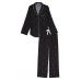 Піжама Victoria's Secret Flannel Long PJ Set, Чорна з лого VS