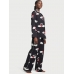 Піжама Victoria's Secret Flannel Long PJ Set, Чорна з лебедями