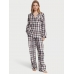 Піжама Victoria's Secret Flannel Long PJ Set, Біла у чорну клітинку, New