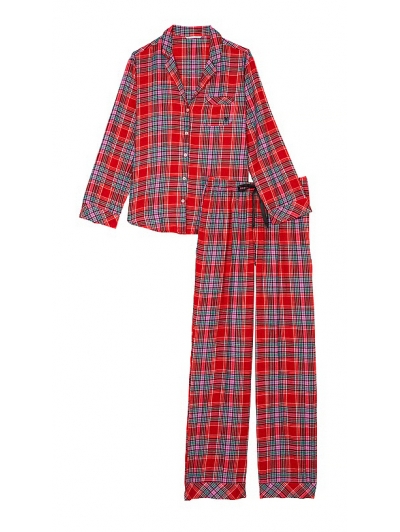 Піжама Victoria's Secret Flannel Long PJ Set, Червона клітинка, New
