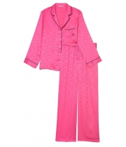 Піжама Сатин Victoria’s Secret Satin Long Pajama Set, Рожева з серцями